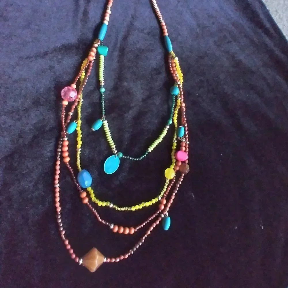 Beautiful Colorful Multi Layer Beaded Necklace